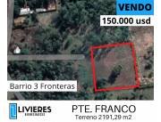 Vendo terreno de 2191m2 en Franco