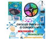 CINTA LED 24RGB C/ CONTROL LU-08 5 MTS