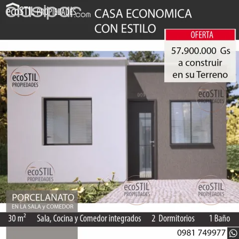 CONSTRUCCION de CASAS ECONOMICAS en su terreno. CONSTRUIMOS CASA de 2  dormitorios #2108073  en Paraguay