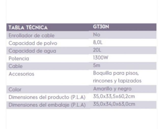 Electrolux Aspiradora agua / polvo 20L 1300W GT30N