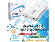 GAVETA USB 2.0 PARA DISCO DURO 3.5