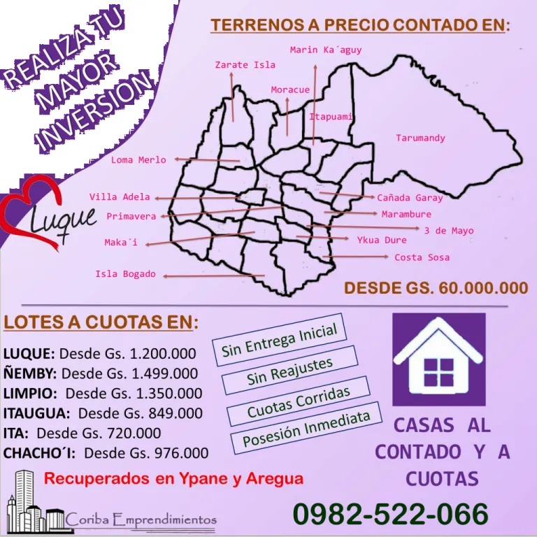 GRAN OFERTA!! HERMOSOS TERRENOS EN VARIAS CIUDADES POR EL DPTO CENTRAL y EN OTRO DPTO! — foto 2