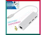 HUB USB C A RJ45 100MBPS Y USB 2.0 3P