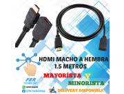 CABLE HDMI MACHO A HEMBRA 1.5 MTS