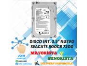 DISCO DURO INTERNO 3.5 SEAGATE 500GB 7200RPM NUEVO