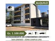 ALQUILO DEPARTAMENTO MONOAMBIENTE EN CONDOMINIO - SAN LORENZO - UNA