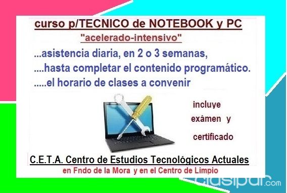Informática / computación - LIMPIO(CENTRO)- curso técnico de COMPUTADORAS DE ESCRITORIO y PORTÁTILES