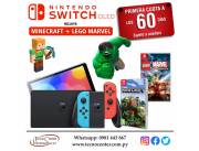 Nintendo Switch OLED + Minecraft + Lego Marvel. Adquirila en cuotas!