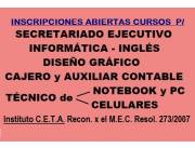 Inscripciones abiertas p/ …INGLES, AUX CONTABLE/CAJERO, SECRETARIADO, INFORMÁTICA