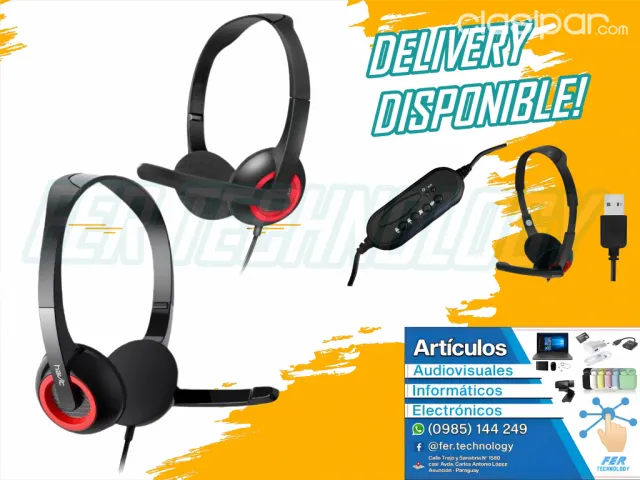 Auriculares USB con micrófono para PC - Audifonos Paraguay