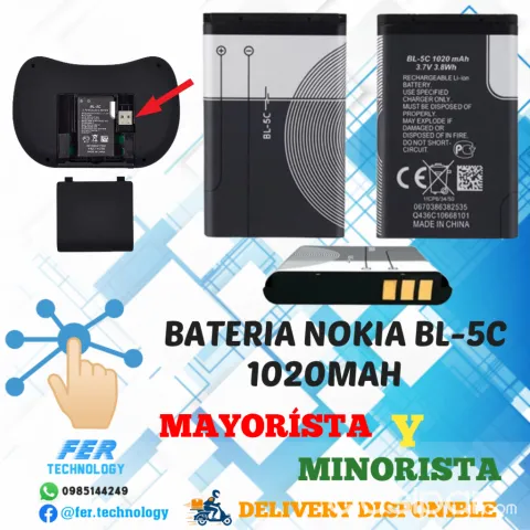 Nokia BL-5C - Batería para móvil, 1020mAh Li-Ion, color gris : :  Electrónica