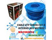 CABLE DE RED RJ45 IURON OWIRE UTP 24AWG INTERNO CAT 6 305MTS