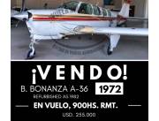 Vendo Beechcraft Bonanza A36 año 1972 IMPECABLE.