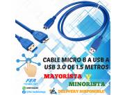 CABLE MICRO B MACHO A USB TIPO A 3.0 1.5MTS