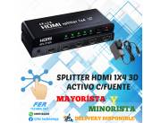 SPLITTER HDMI ACTIVO 1X4 3D C/ FUENTE