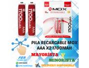 PILA RECARGABLE MOX AAA X2 1700MAH