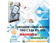 CARGADOR CARGA RAPIDA 3.5A TIPO C KEI-1516