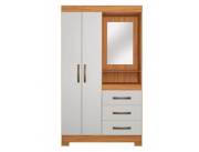 ROPERO 2 PUERTAS 3 CAJONES NT5170 CON ESPEJO NOTAVEL FREIJO TREND | OFF WHITE