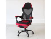 SILLA EMPOLI MESH RECLINABLE C/ POSAPIES NEGRO/ROJO (HESX0060)