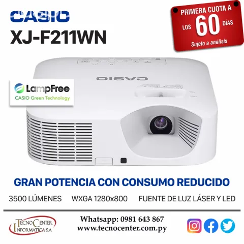 Proyector Casio XJ F211WN 3500 L menes. Adquirilo en cuotas