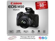 Cámara Canon EOS M50 Mark II Kit 15-45mm. Adquirila en cuotas!