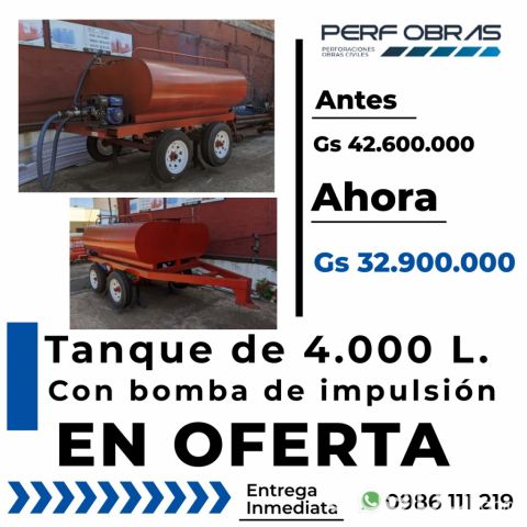 Servicios de Construcción / Anexos - Oferta de tanque acoplado de 4.000 litros con bomba de impulsión