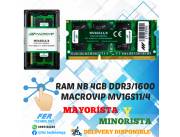 MEMORIA RAM PC 4GB DDR3/1600MHZ MACROVIP