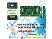 MEMORIA RAM NOTEBOOK MACROVIP 8GB DDR3 1600MHZ MV16S11/8