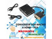 CONVERSOR VGA MACHO A HDMI / VGA