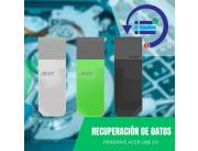 RECUPERACIÓN DE DATOS PENDRIVE 16GB USB 2.0 ACER BLAN/VER/NEGRO