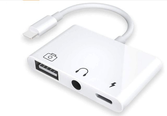 Adaptador de auriculares USB-C a 0.138 in con puerto de carga, blanco, 2 en  1, carga rápida, calidad de audio de 96 KHz