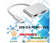 USB C A HDMI + VGA