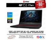 Notebook MSI GF63 Thin Intel Core i5. Adquirila en cuotas!