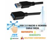 CABLE USB 3.0 MACHO A HEMBRA 50 CM