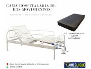 CAMA HOSPITALARIA DOS MOVIMIENTOS MANUAL CON COLCHON HOSPITALARIO INCLUIDO