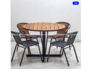 Mesa Comedor de madera redondo de 100cm + 4 sillas