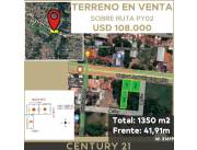 ¡VENDO 3 LOTES JUNTOS EN CAPIATÁ (1350 m2) SOBRE RUTA PY02! - US$ 108.000