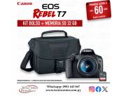 Cámara Canon EOS Rebel T7 Kit Bolso + Memoria SD. Adquirila en cuotas!