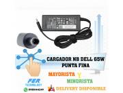 CARGADOR NB DELL 65W PUNTA FINA