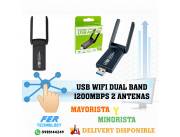 USB WIFI DUAL BAND 1200MBPS 2 ANTENAS