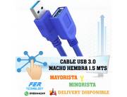 CABLE USB 3.0 MACHO HEMBRA 1.5 METROS