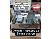 Freidora electrica Metalcubas 2 cubas 6 litros industrial 300°C 6400W