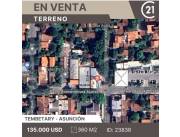 Terreno en venta en Bo tembetary - Asuncion