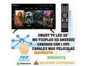 SMART TV LED 32" MO-T32PLUS HD ANDROID CARGADO CON 1.200 CANALES MAS PELICULAS