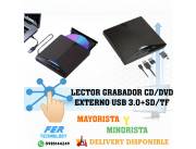 LECTOR GRABADOR CD/DVD EXTERNO USB 3.0+SD/TF