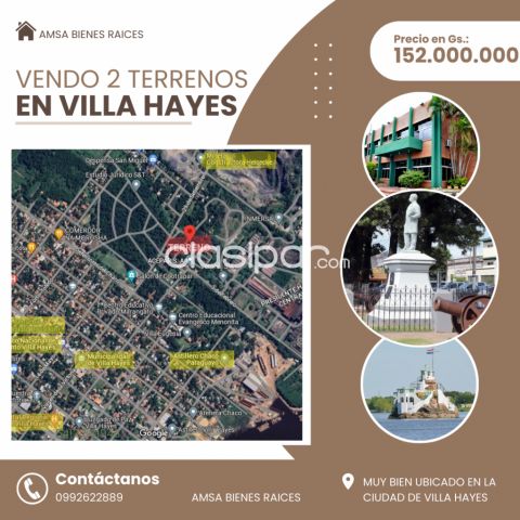 Casas - VENDO 2 TERRENOS (JUNTOS) EN VILLA HAYES, 24X30