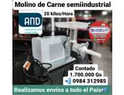 Molino de carne semi industrial 20kg/H Anodilar con embutidor