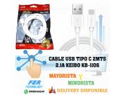 CABLE USB TIPO C 2MTS 2.1A KEIBO KB-1106