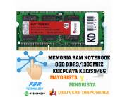 MEMORIA RAM NOTEBOOK 8GB DDR3/1333MHZ KEEPDATA KD13S9/8G