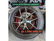 Oferta Llanta Deportiva nueva 15 4x100 con cubiertas usadas